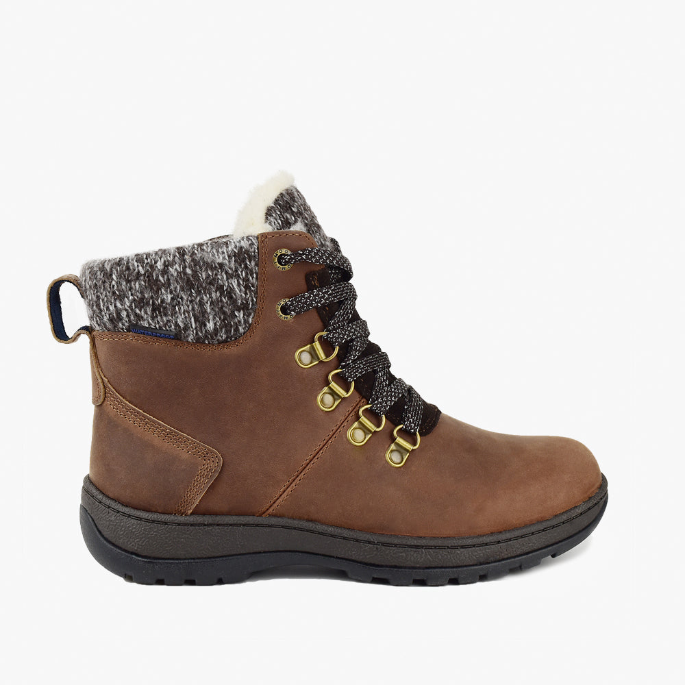 ladies winter dress boots canada Baffin Women's (9 Brown) Fur collar Leather Womens Ankle Winter Boots
