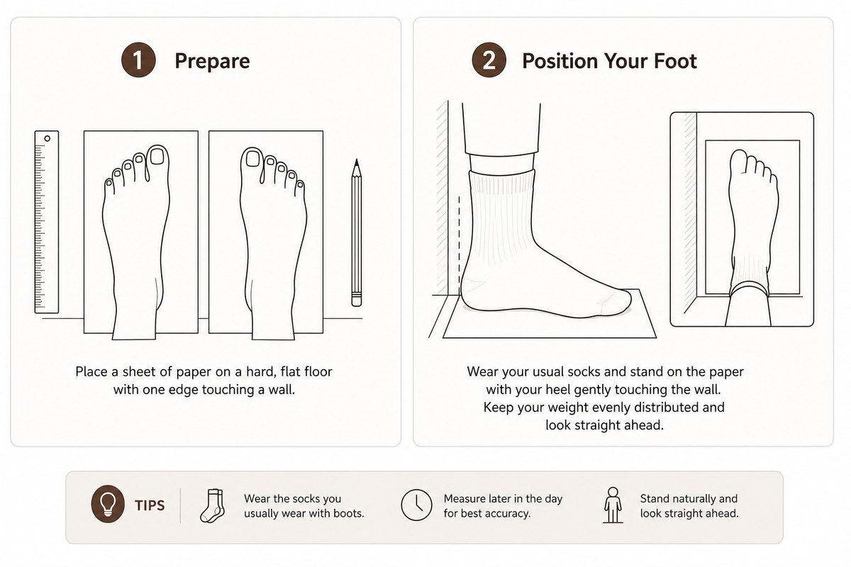 Preparing paper and positioning foot for measurement