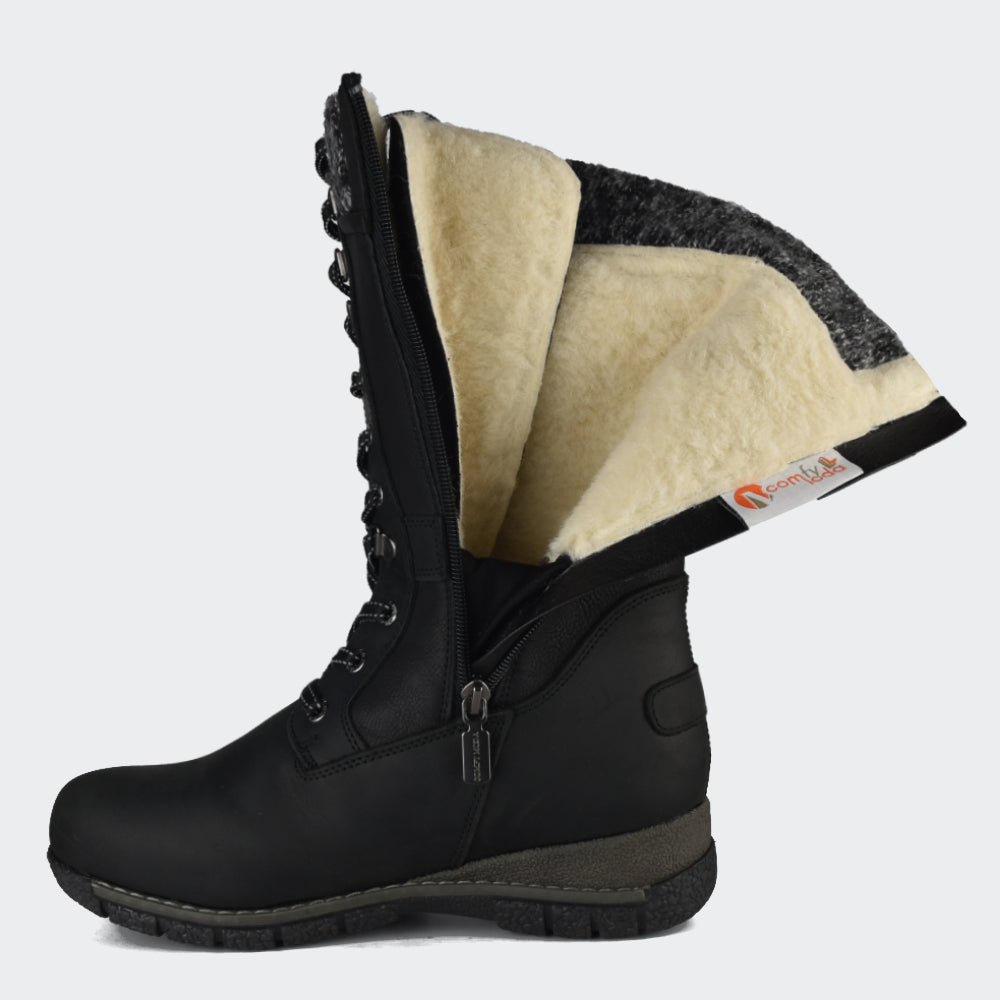 Women's Waterproof Tall Snow Boots Storm, Black – Comfy Moda Canada